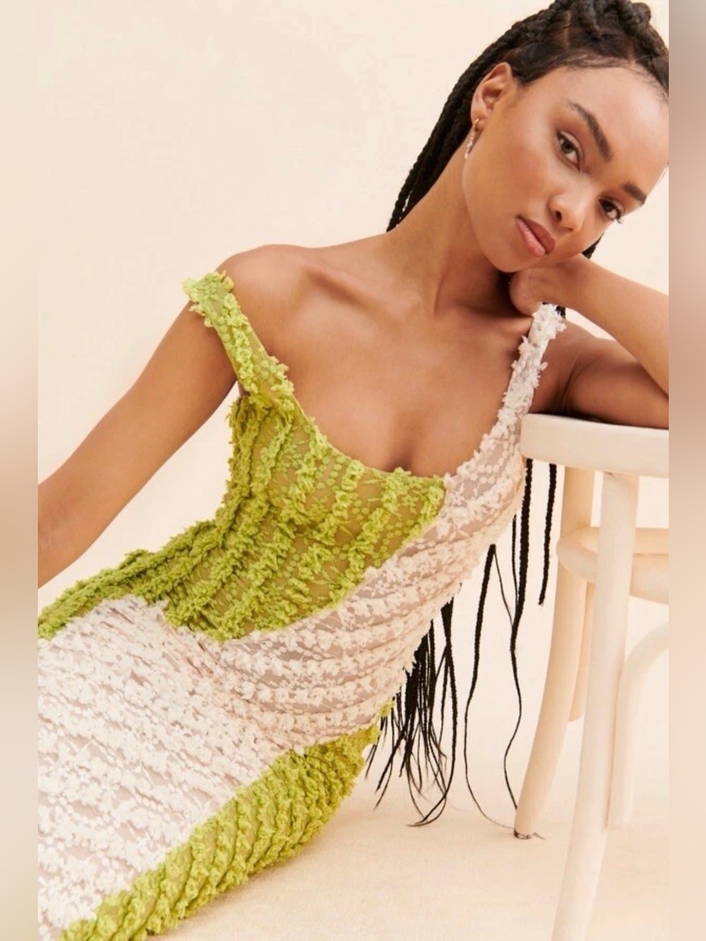 Selva Negra Zuma Limoncello Lace Textured Mesh Midi Dress Size M - Picture 3 of 9